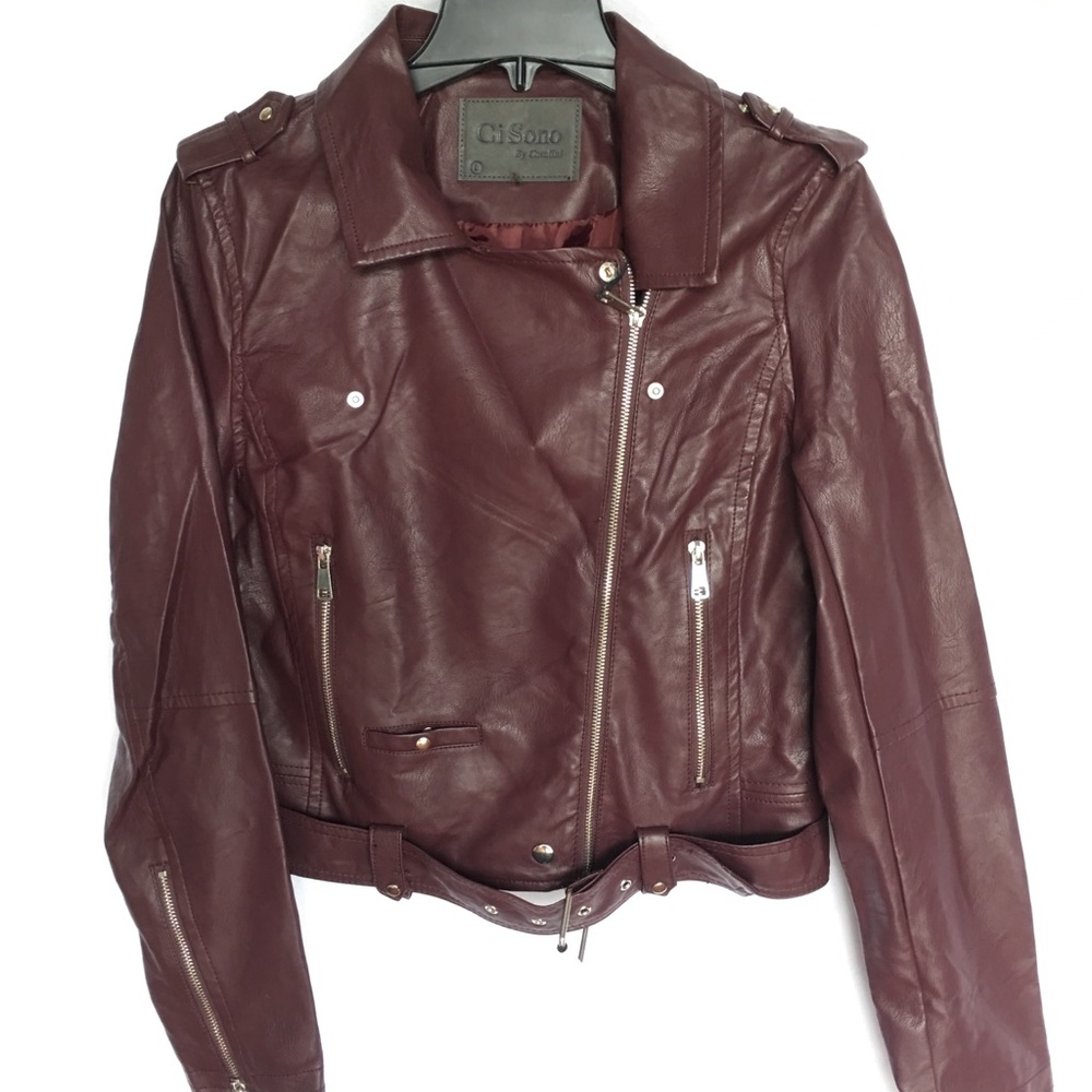 Cinthetic Biker look Maroon Woman Jacket